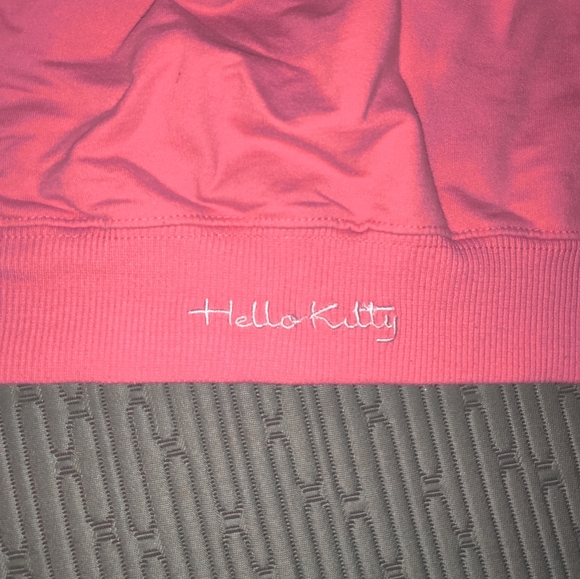 NWOT RARE Cute Hello Kitty Official Crop Charm Button Bow Ribbon Hoodie - Picture 7 of 8